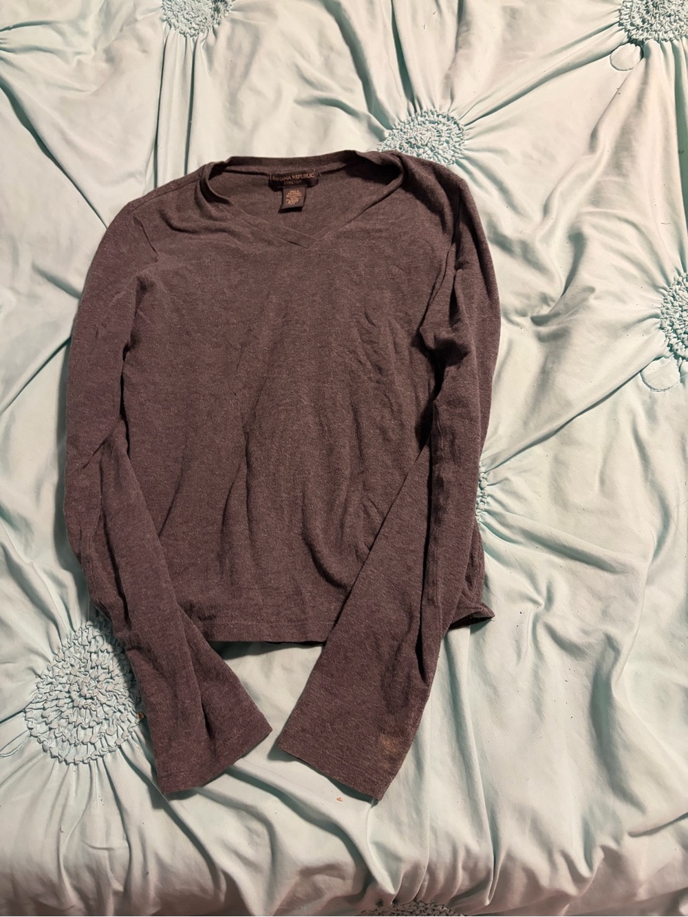 Banana Republic Heathered Purple Long-Sleeve V-Neck Sweater